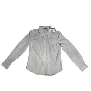 Wit & Wisdom Gray Pinstripe Button Down Shirt Blouse SZ SM